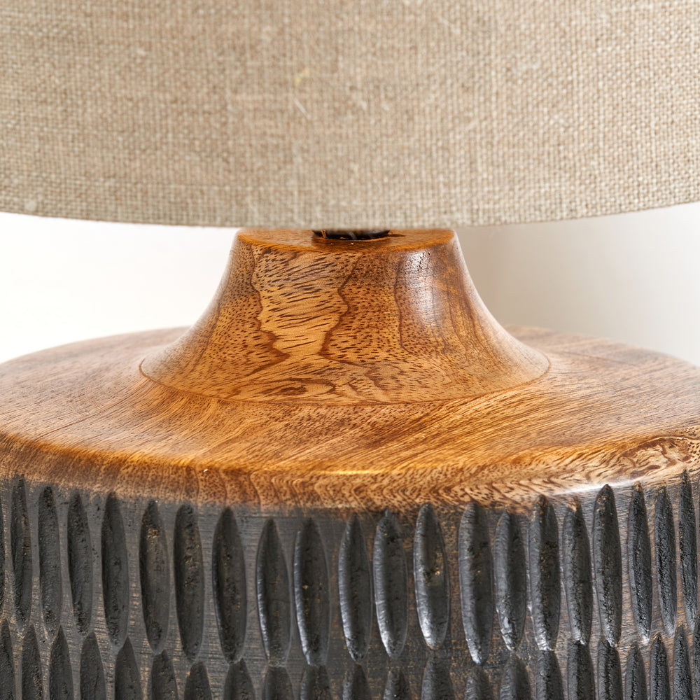 Elijah Antique Black Wash Mango Wood Table Lamp