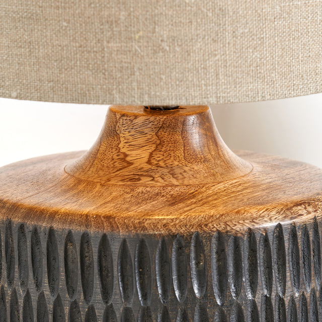 Elijah Antique Black Wash Mango Wood Table Lamp