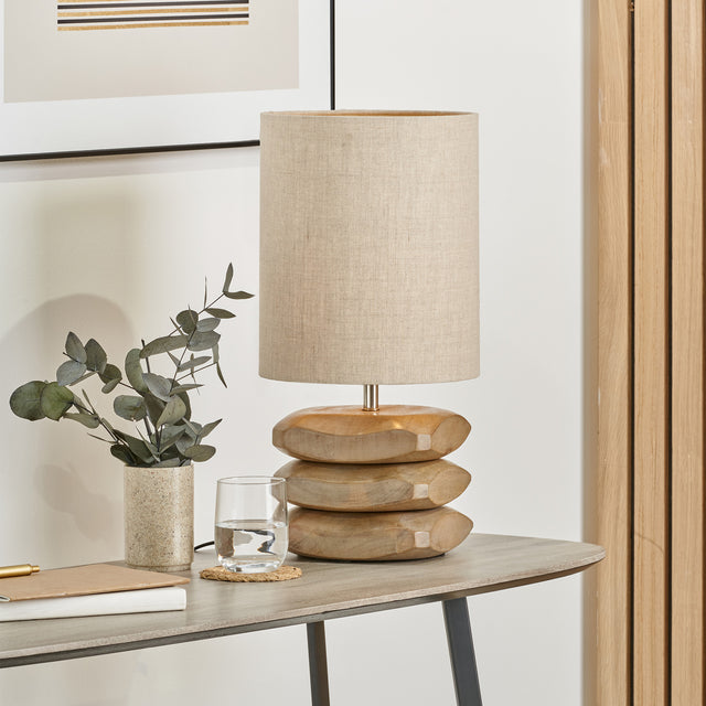 Elke Natural Mango Wood 3 Pebble Table Lamp