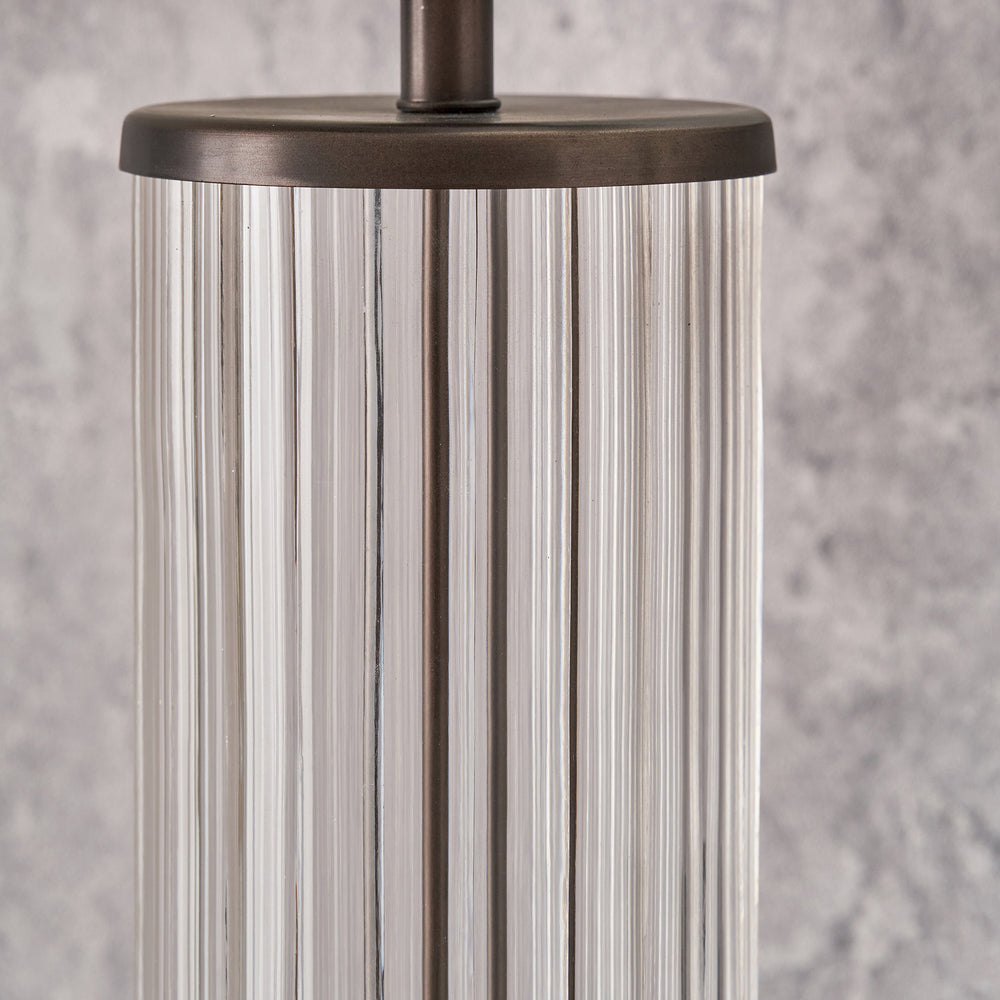 Collette Clear Glass Rod and Antique Bronze Table Lamp Base