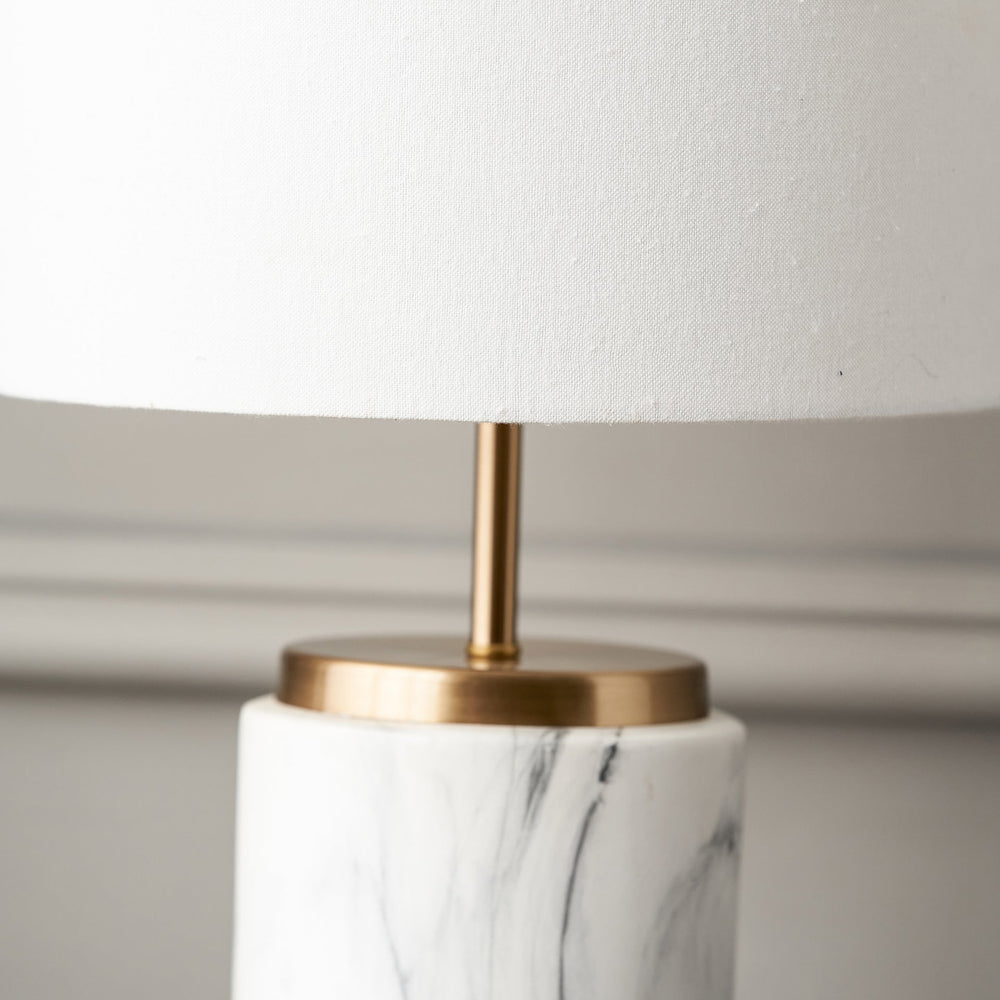 Tate Marble Effect Bedside Table Lamp Set Of 2