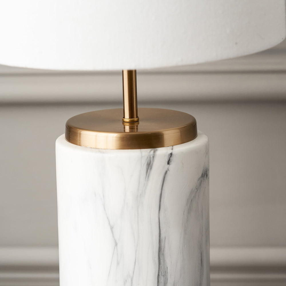 Tate Marble Effect Bedside Table Lamp Set Of 2