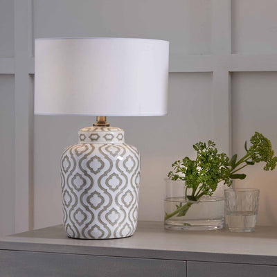 Lila Taupe and White Table Lamp Base