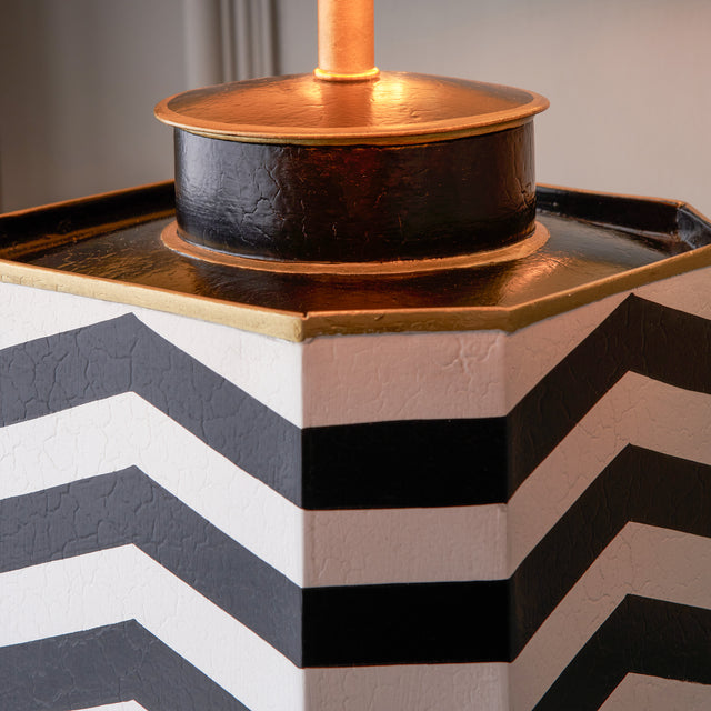 Miguel Black and White Chevron Hand Painted Table Lamp Base