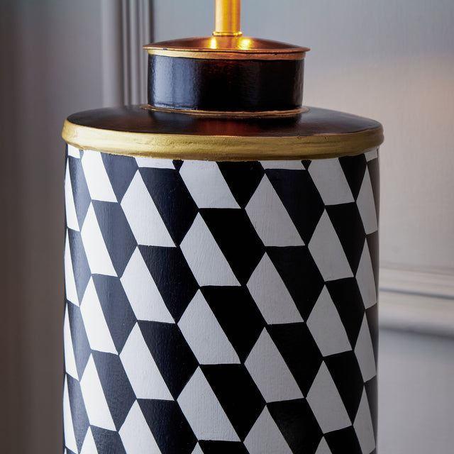 Jorge Black and White Geometric Hand Painted Table Lamp Base