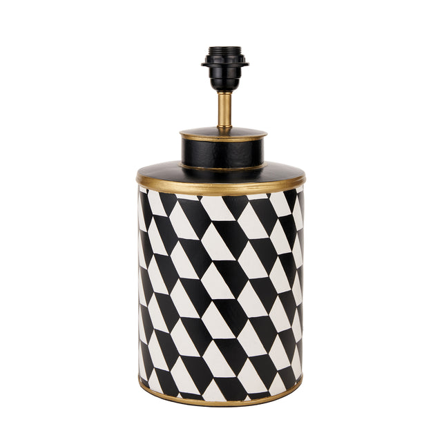 Jorge Black and White Geometric Hand Painted Table Lamp Base