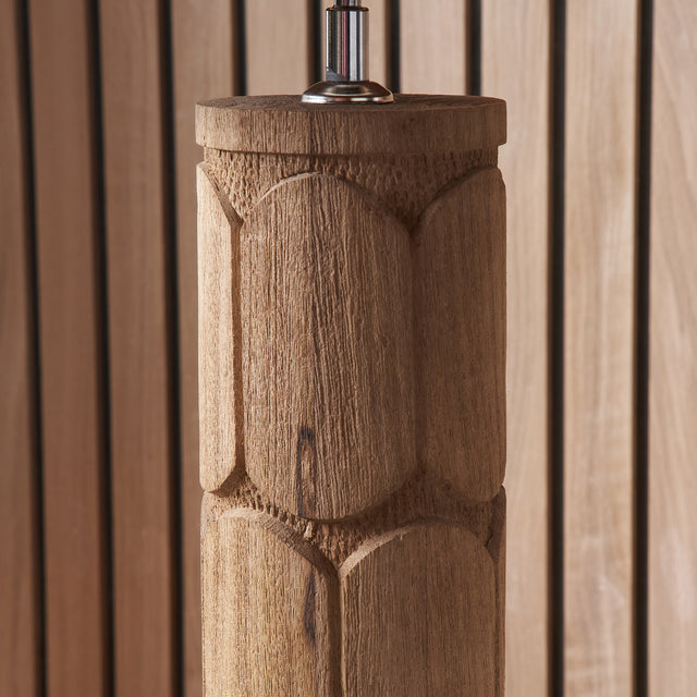 Loire Embossed Natural Wood Tall Table Lamp Base