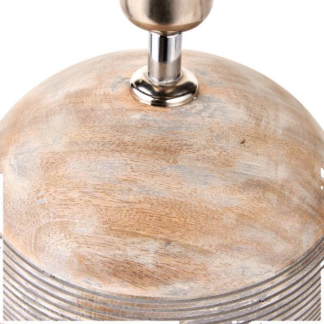 Marbois Grey Engraved Wood Dome Table Lamp Base