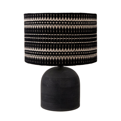 Marbois Black Engraved Wood Dome Table Lamp
