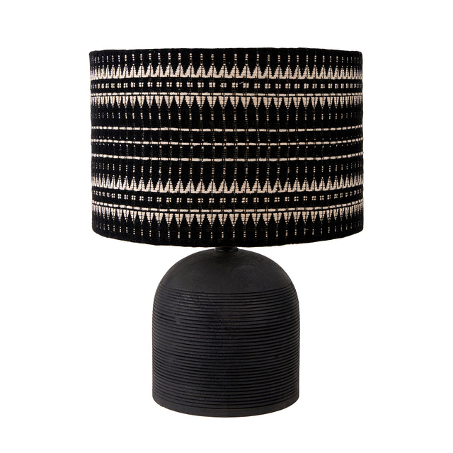 Marbois Black Engraved Wood Dome Table Lamp