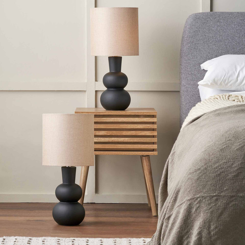 Black Ceramic Bedside Table Lamp Set Of Lighting