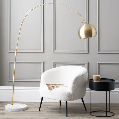 Olivier Brushed Brass Metal and White Marble Floor Lamp