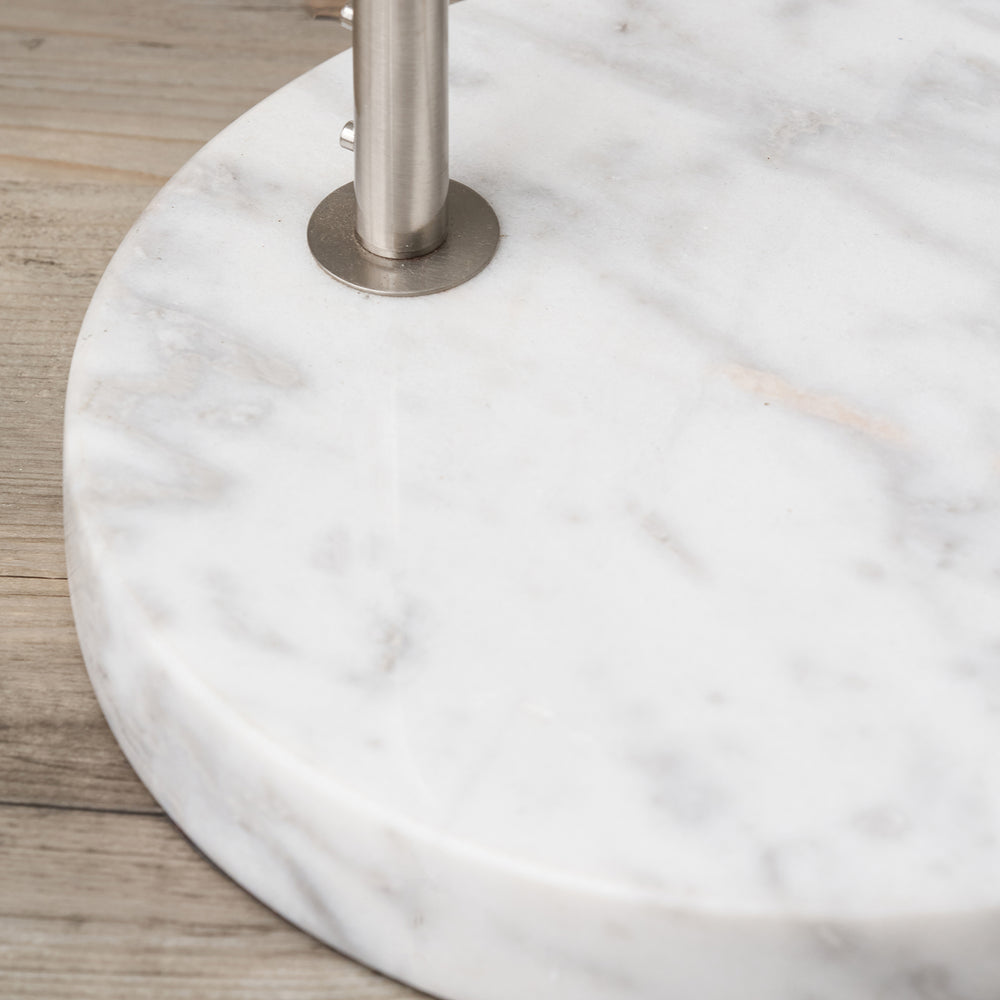 Olivier Brushed Silver Metal and White Marble Floor Lamp