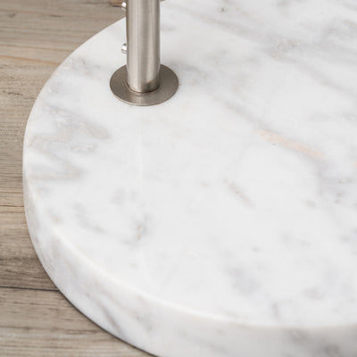 Olivier Brushed Silver Metal and White Marble Floor Lamp