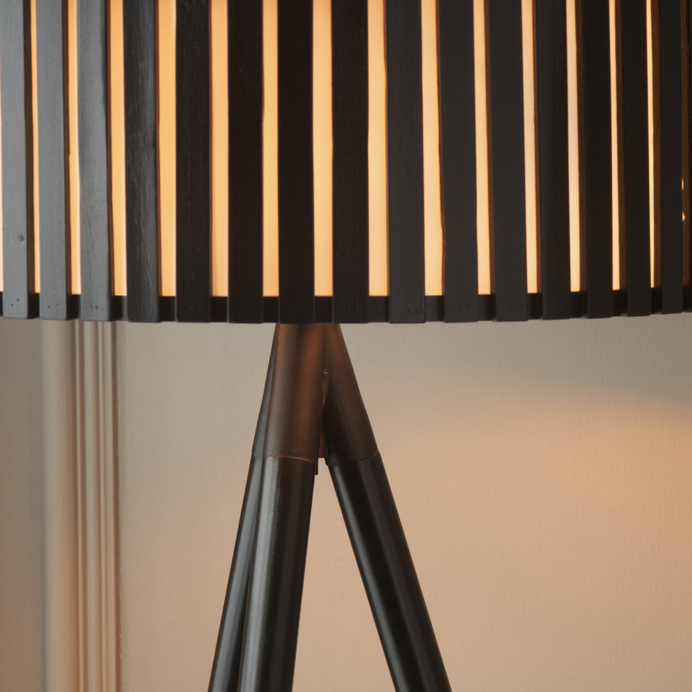 Hemsby Black Wood Tripod Floor Lamp