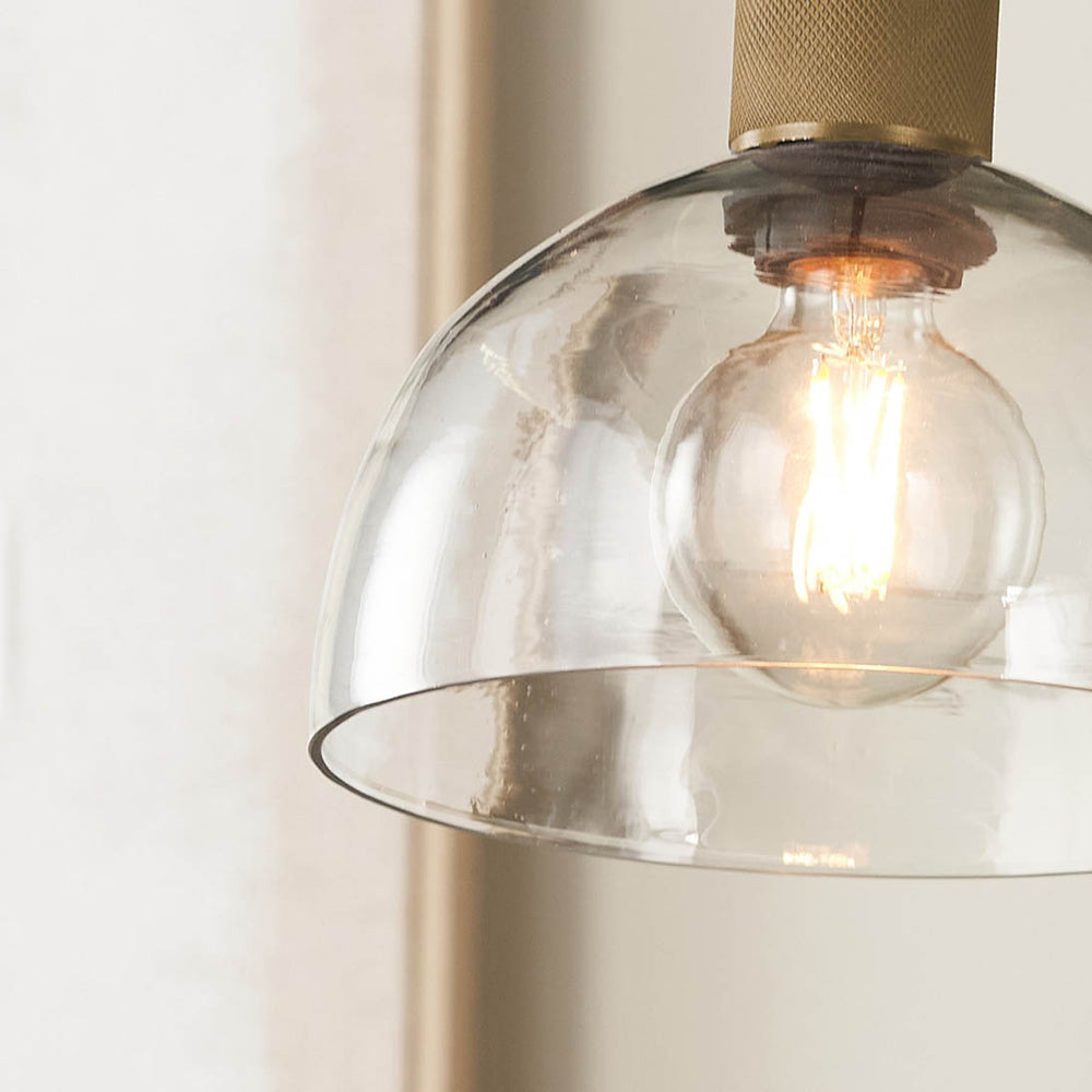 Maxwell Clear Glass with Antique Brass Fitting Elec Pendant