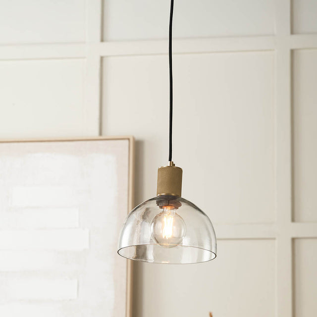 Maxwell Clear Glass with Antique Brass Fitting Elec Pendant