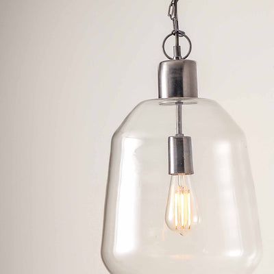 Roux Clear Glass and Graphite Chain Drop Pendant