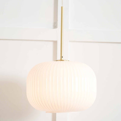 Hetty White Ribbed Glass & Gold Multi Drop Pendant