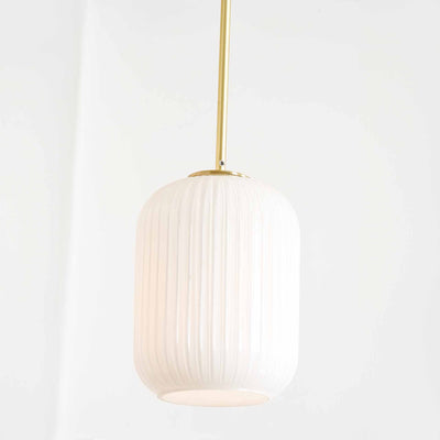 Hetty White Ribbed Glass & Gold Multi Drop Pendant