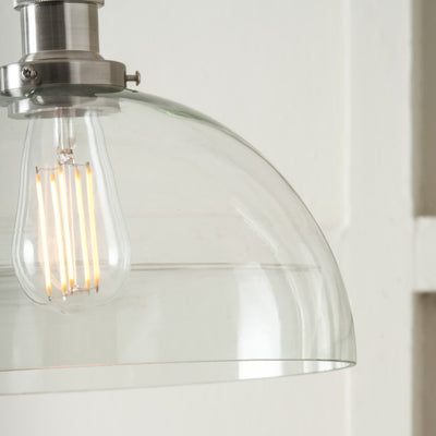 Celina Antique Silver and Clear Glass Dome Pendant