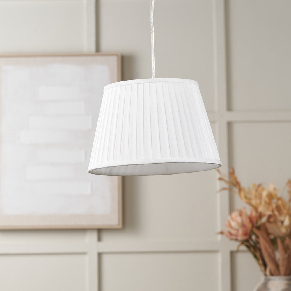 Knightsbridge Ivory Silk Mix Knife Pleat Tapered Lampshade