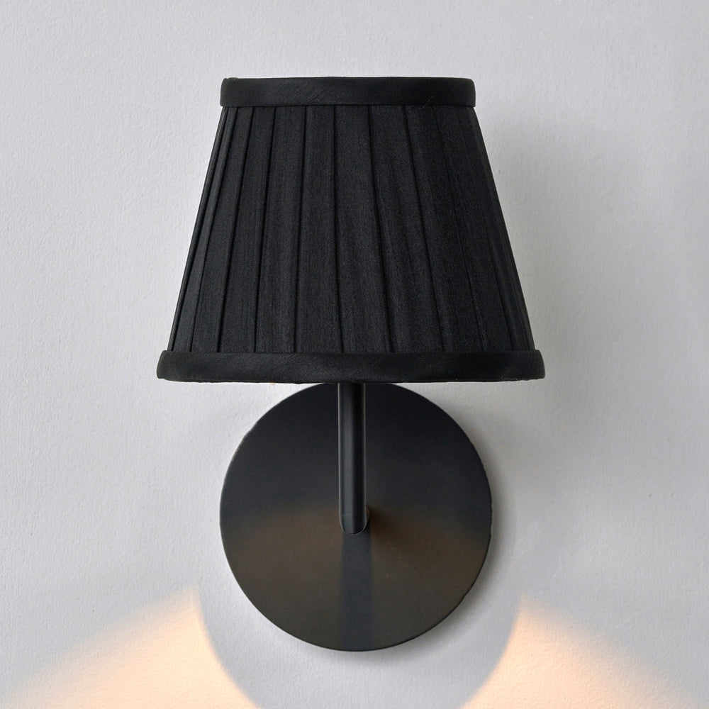 Knightsbridge Black Silk Mix Knife Pleat Tapered Lampshade