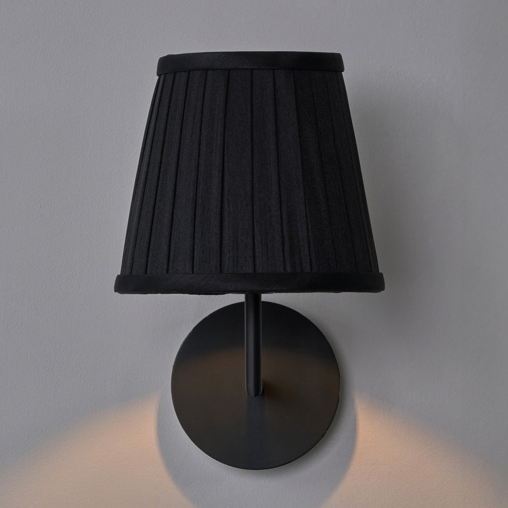 Knightsbridge Black Silk Mix Knife Pleat Tapered Lampshade