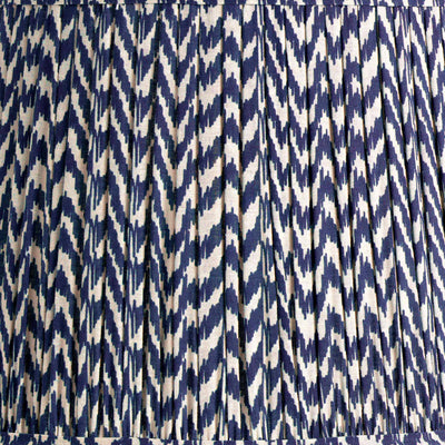 Catania Blue Ikat Hand Pleated Cotton Tapered Cylinder Shade