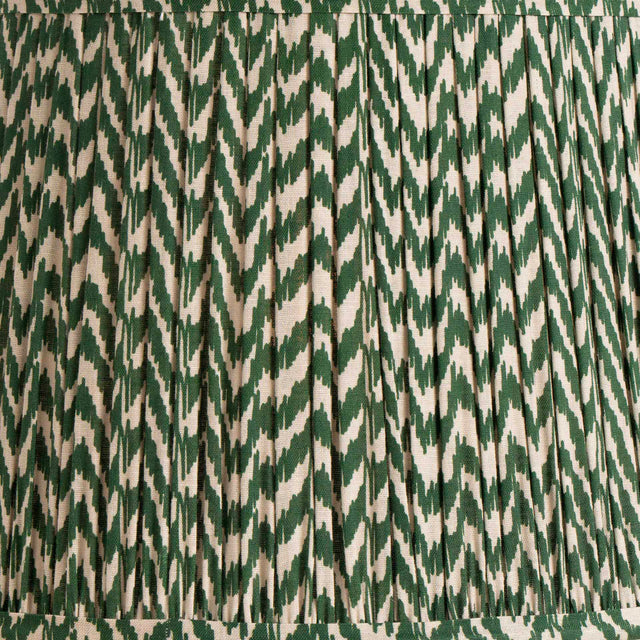 Catania Forest Green Ikat Hand Pleated Cotton Tapered Cylinder Shade