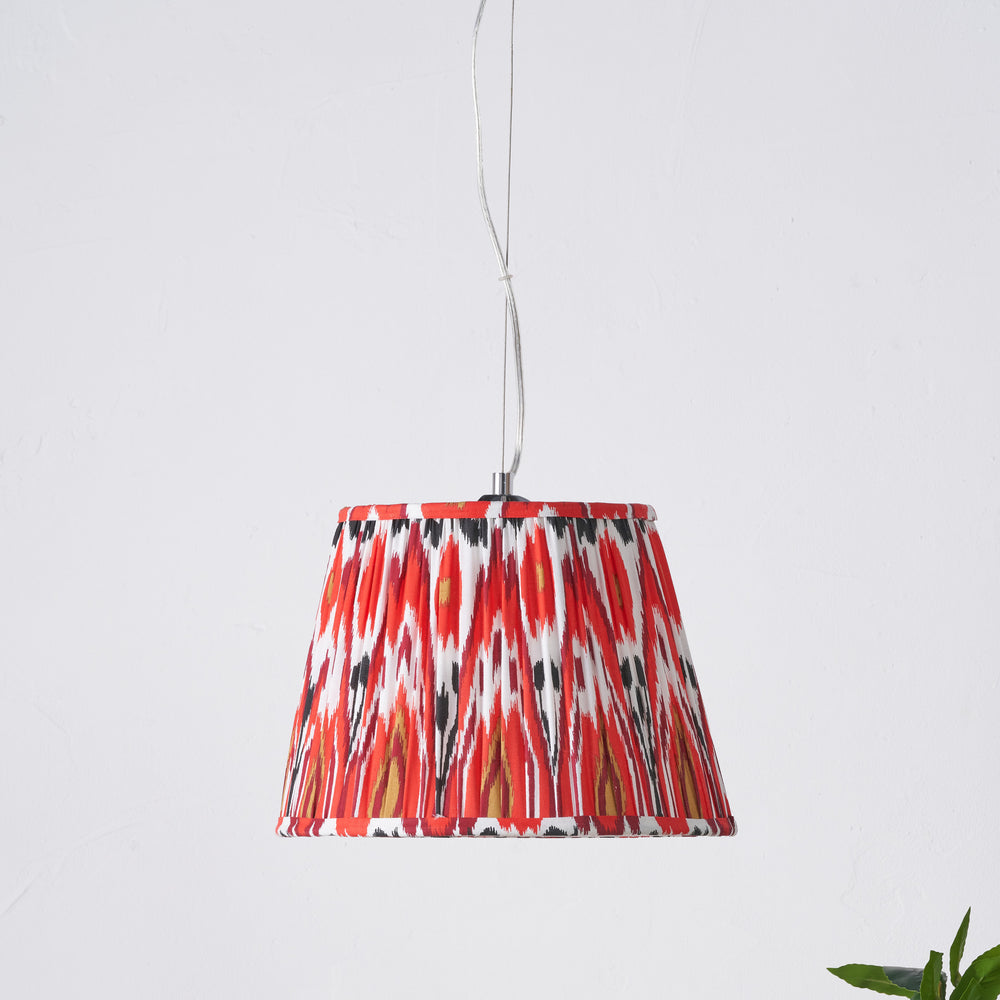 Elodie Red Ikat Patterned Gathered Tapered Lampshade
