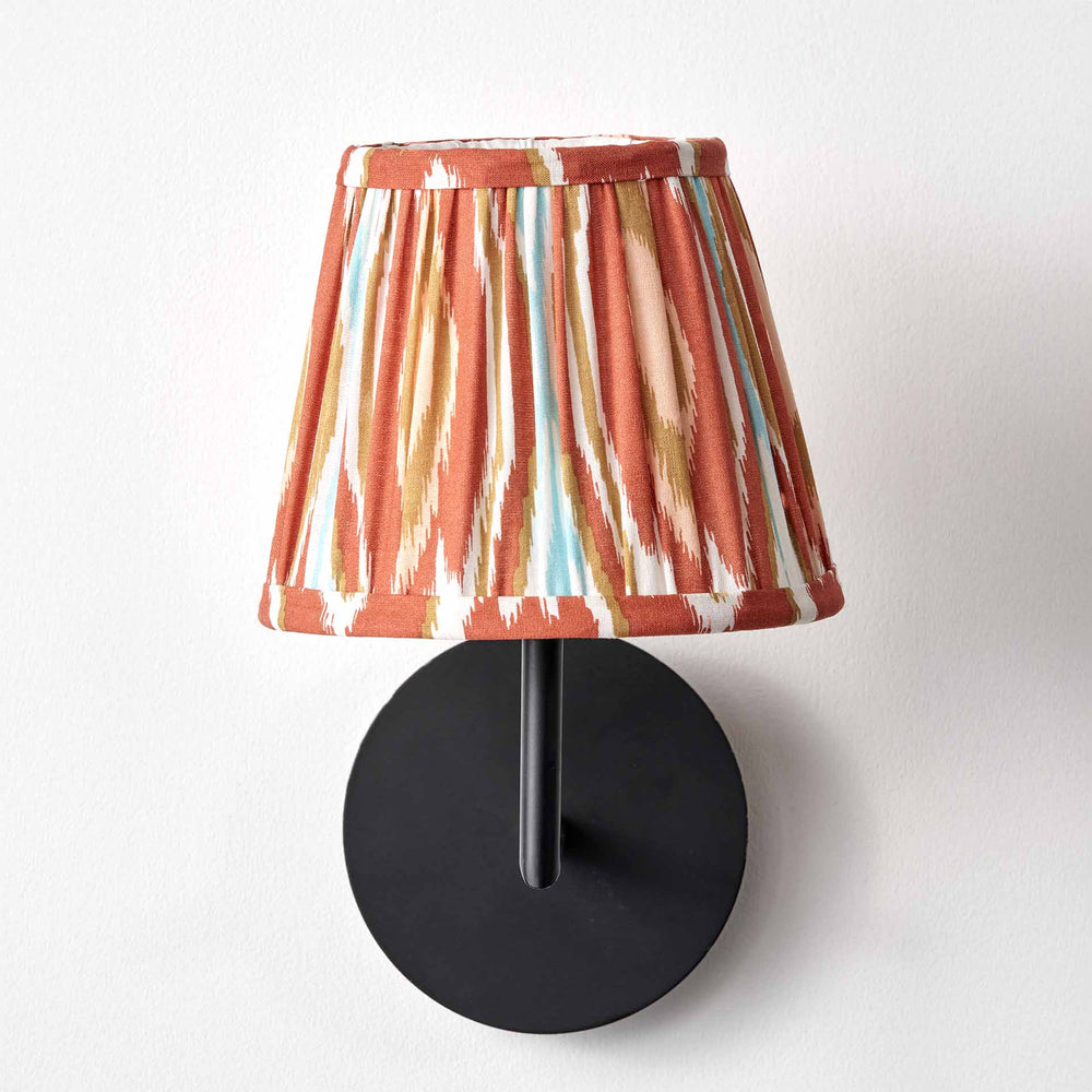 Elodie Cinnamon Ikat Patterned Gathered Tapered Lampshade