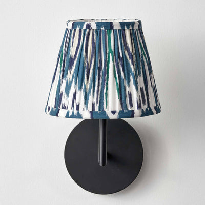 Elodie Ocean Blue Ikat Patterned Gathered Tapered Lampshade