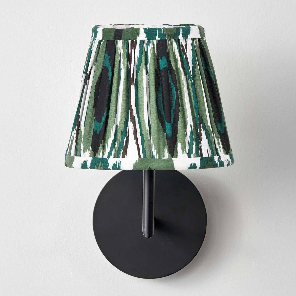 Elodie Racing Green Ikat Patterned Gathered Tapered Lampshade
