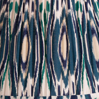 Elodie Ocean Blue Ikat Patterned Gathered Tapered Shade
