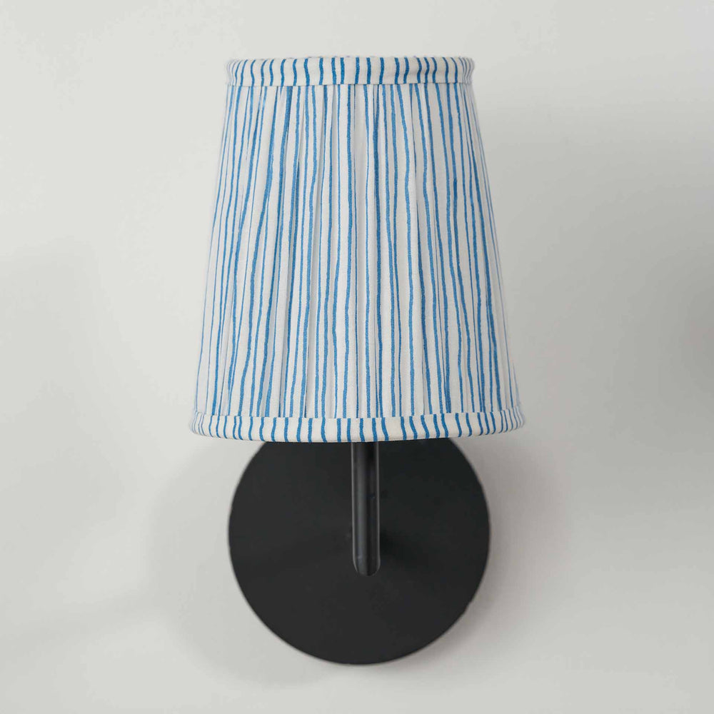 Jenson Ocean Blue Stripe Mushroom Pleat Lampshade