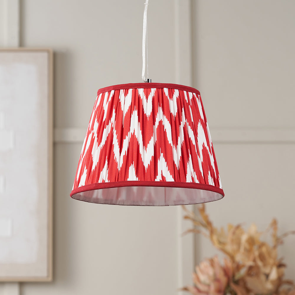 Kahlia Red Chevron Patterned Mushroom Pleat Tapered Lampshade