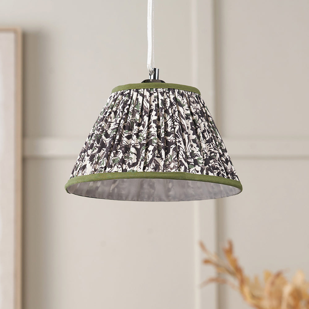 Gisella Green Floral Design Mushroom Pleat Empire Lampshade