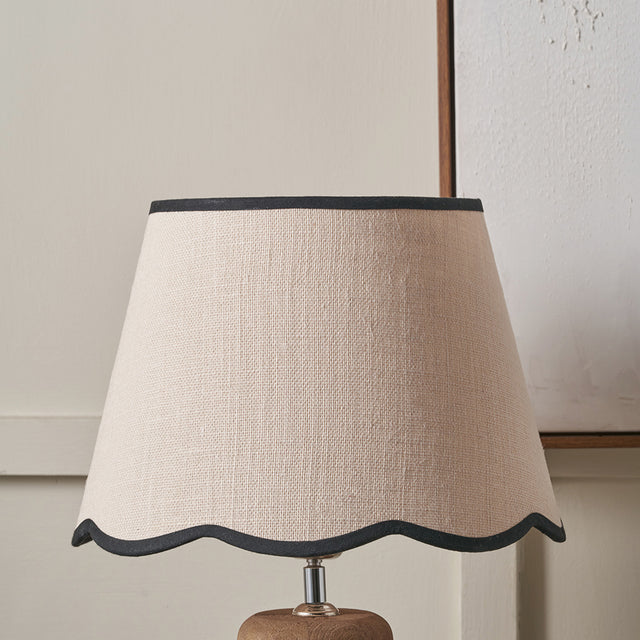 Liana Cream Jute Scalloped Edge Tapered Lampshade with Contrast Binding
