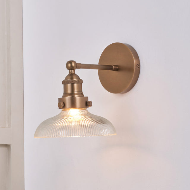 Beckett Ribbed Glass with Antique Brass Fitting Wall Light