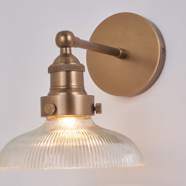 Beckett Ribbed Glass with Antique Brass Fitting Wall Light