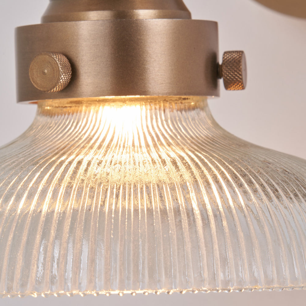 Beckett Ribbed Glass with Antique Brass Fitting Wall Light