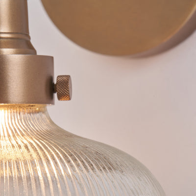 Beckett Ribbed Glass with Antique Brass Fitting Wall Light