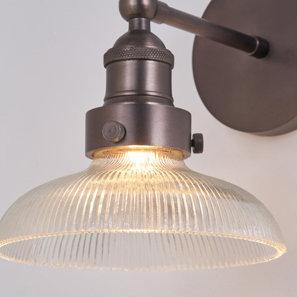 Beckett Ribbed Glass with Antique Bronze Fitting Wall Light