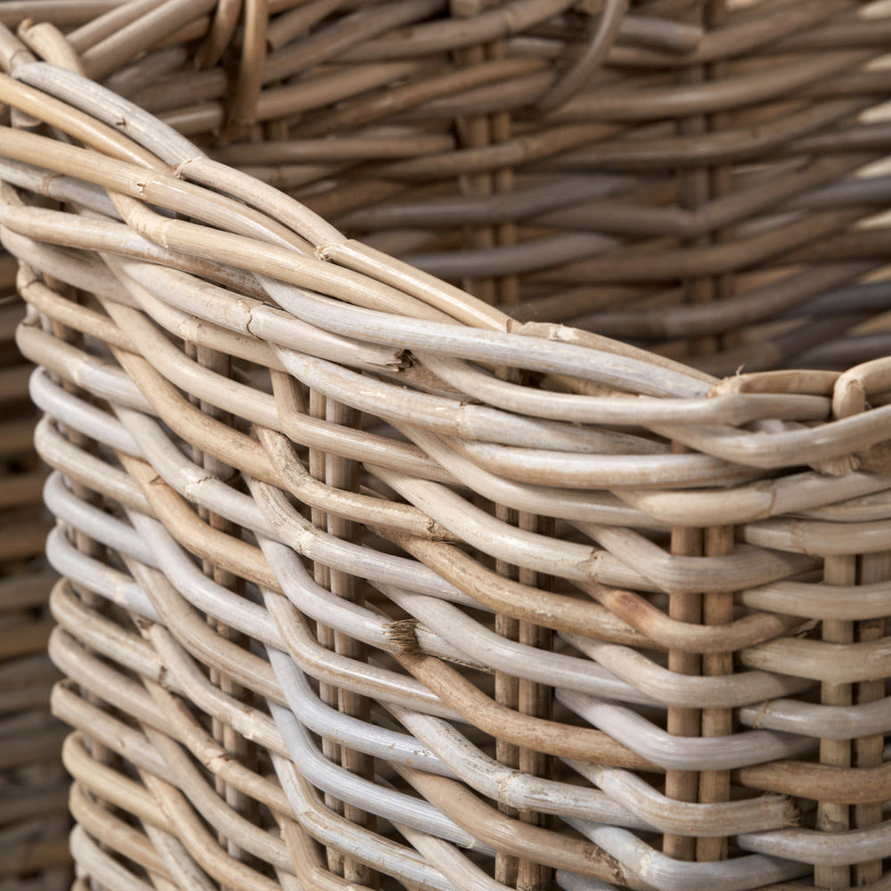 Laras Grey Rattan Square Log Baskets S/2