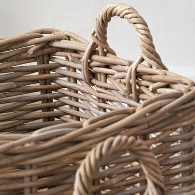 Laras Grey Rattan Square Log Baskets S/2