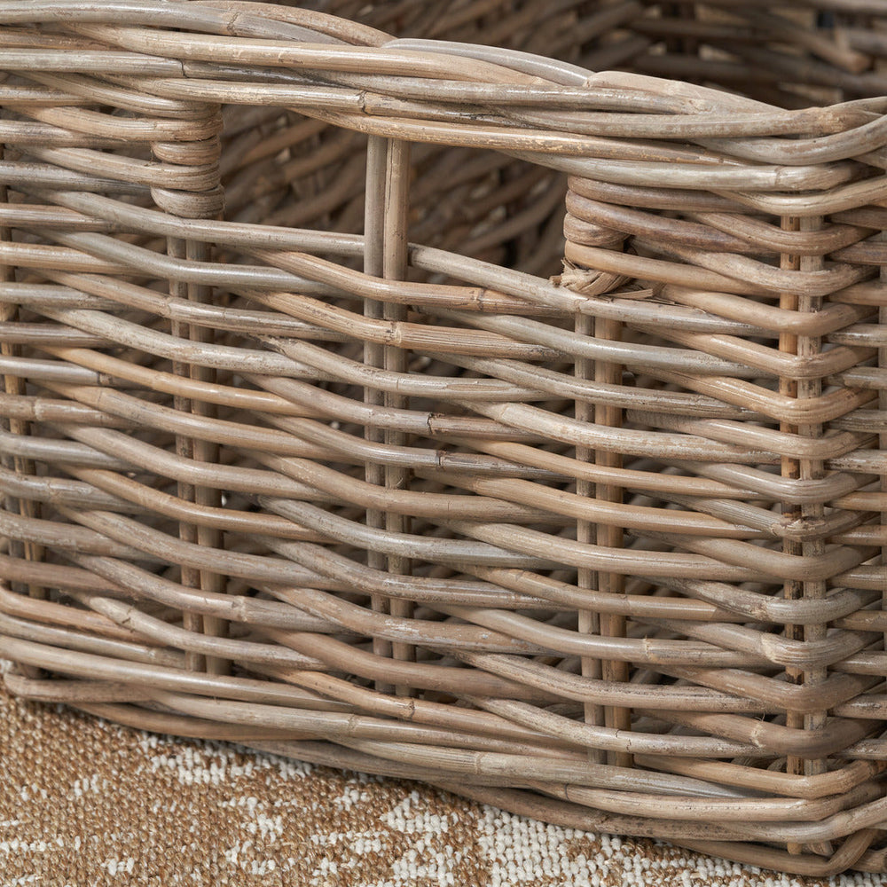 Rona Grey Kubu Rectangular Storage Baskets with Inset Handles S/2