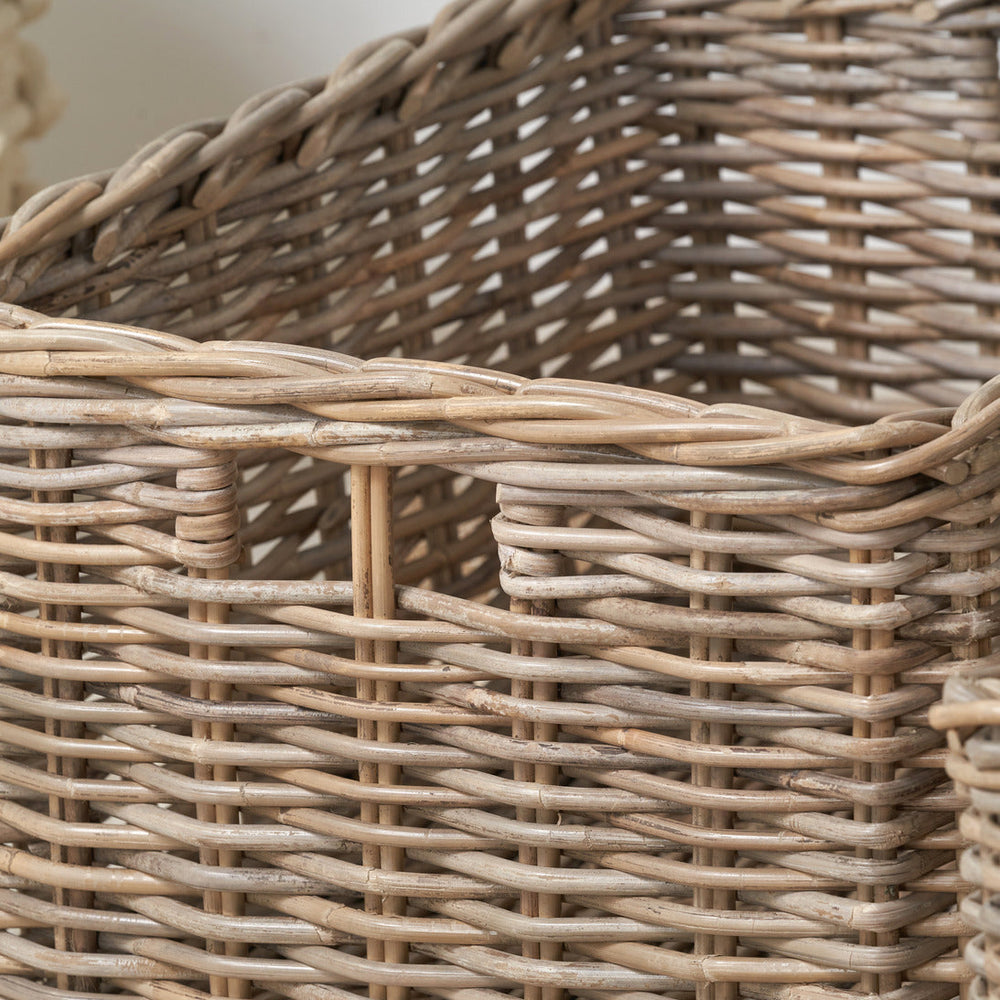 Rona Grey Kubu Rectangular Storage Baskets with Inset Handles S/2