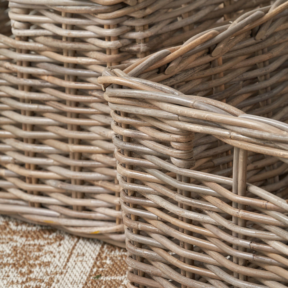 Rona Grey Kubu Rectangular Storage Baskets with Inset Handles S/2