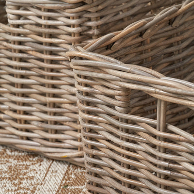 Rona Grey Kubu Rectangular Storage Baskets with Inset Handles S/2